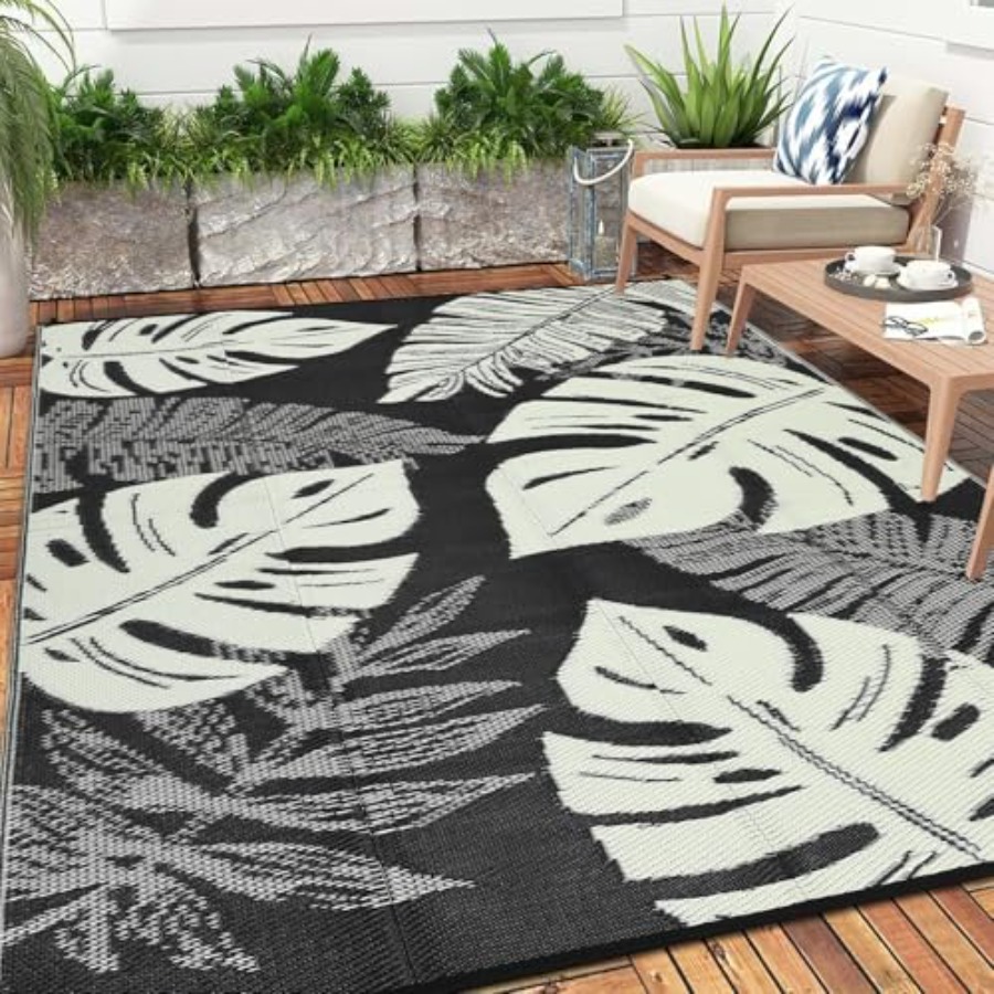 Outdoor Camping Rugs 8X10 - Outdoor 8x10 Waterproof Reversible Plastic Straw