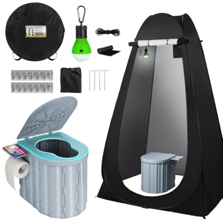 Outdoor Camping Toilet Tent - Portable Camping Toilet with Pop-Up Privacy