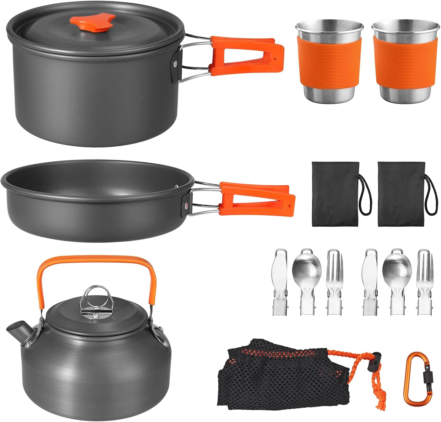 Outdoor Camping Kettle - Non-Stick Camping Cookware Set, 17-Piece Lightweight