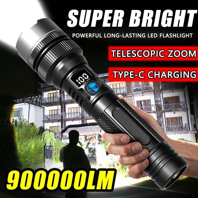 Outdoor Camping Adventures - 900000LM Powerful LED Flashlight Type-c Rechargeable