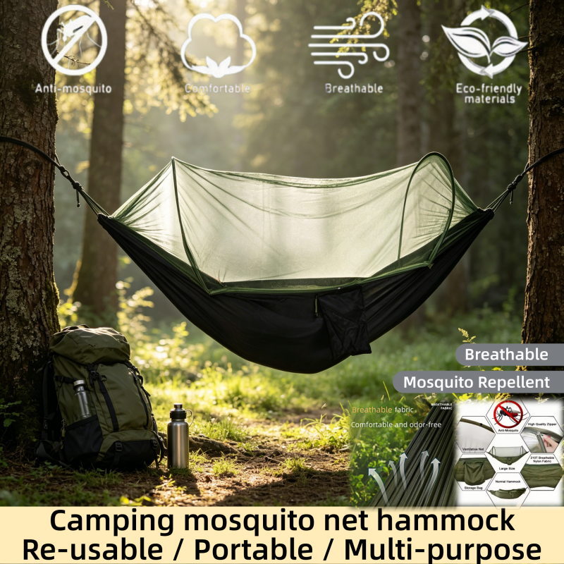 Camping Hammock - Portable outdoor camping hammock, mosquito net