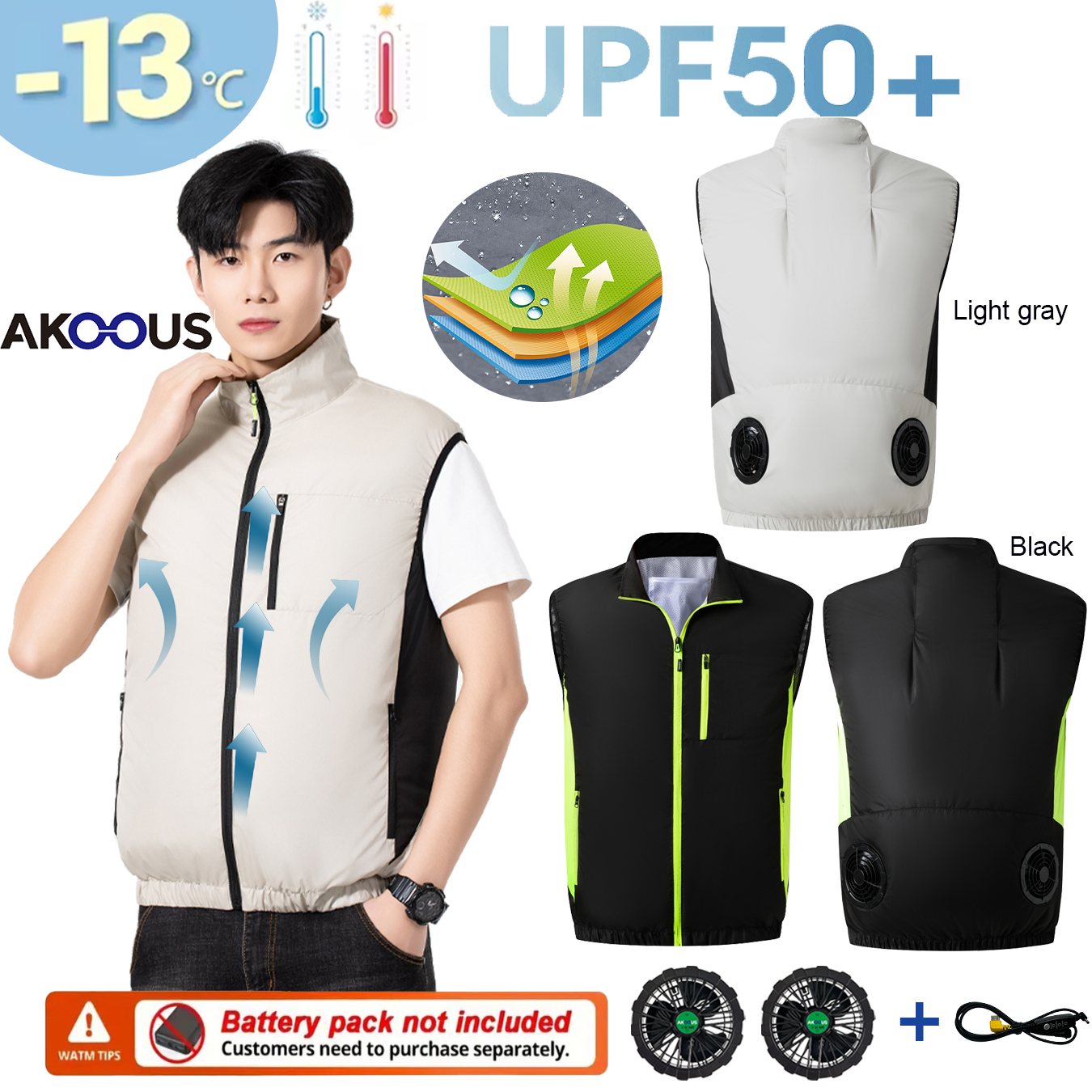 Outdoor Camping Jacket - 12V 5V USB Cooling Fan Vest