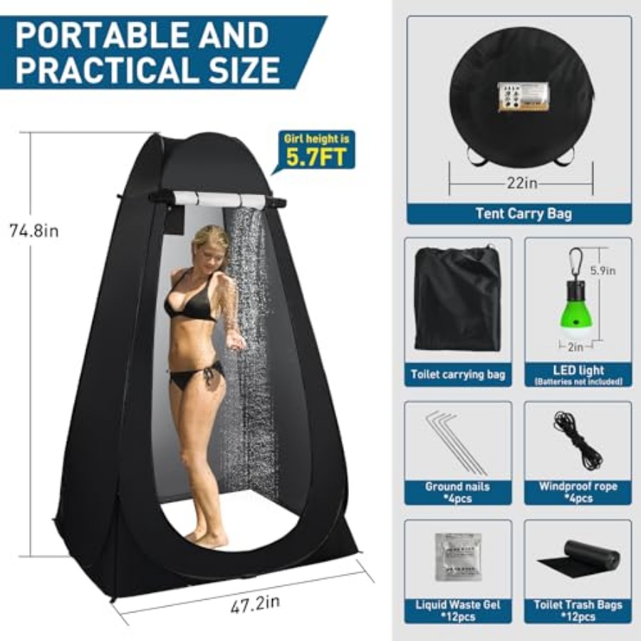 Portable Camping Toilet with P - Outdoor Camping Toilet Tent avis et prix