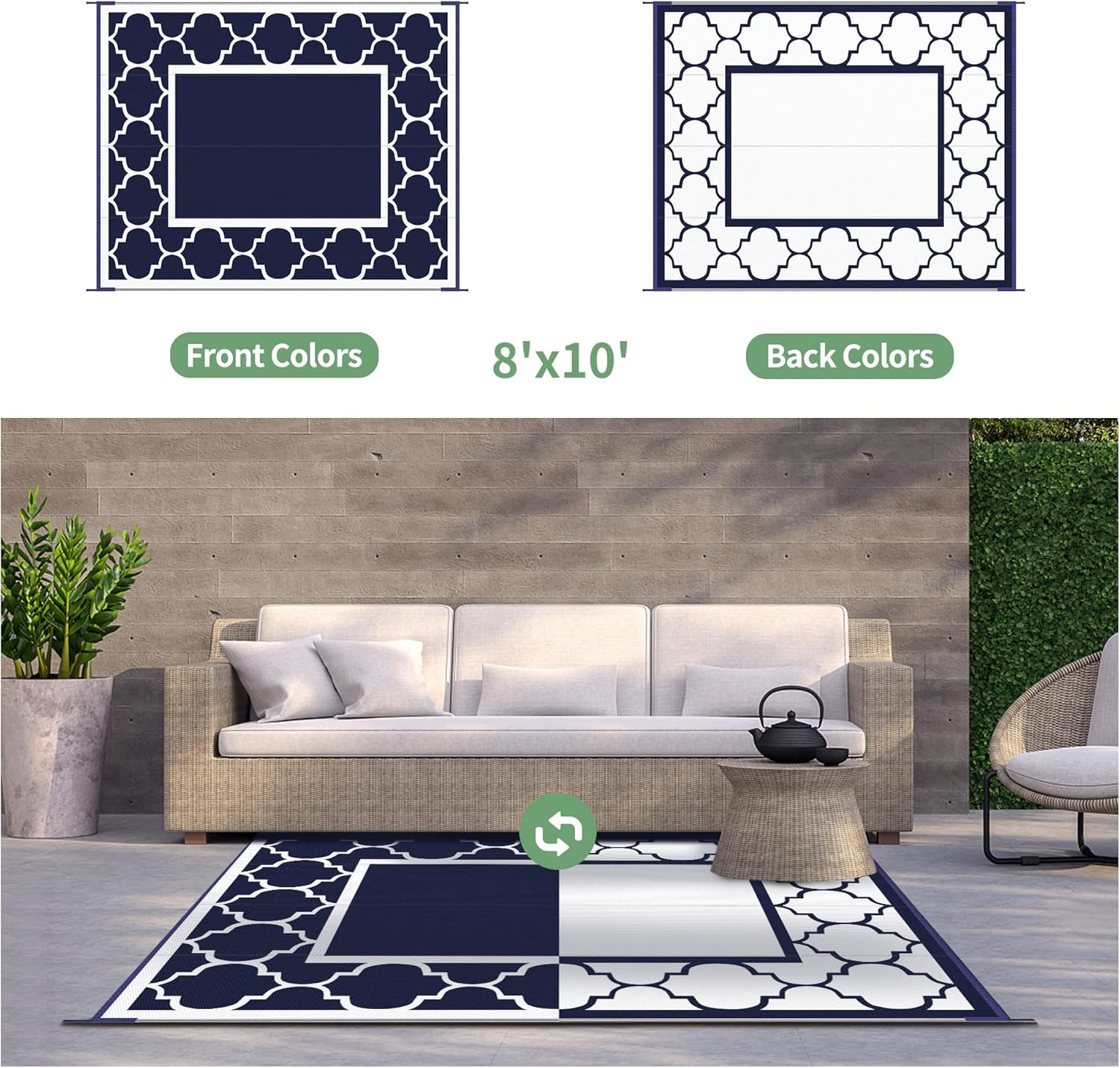 8x10 Waterproof Outdoor Rug -  - Outdoor Camping Rugs 8X10 avis et prix