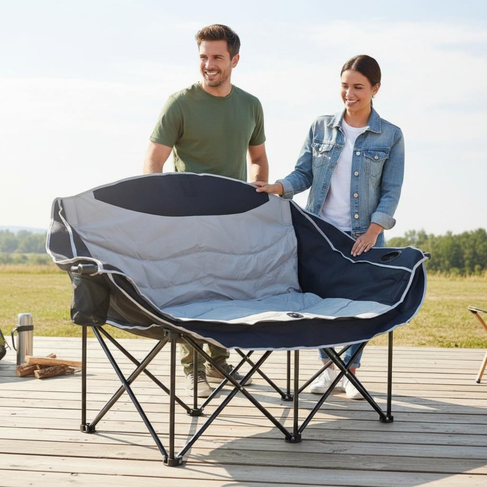 Double Camping Chair Foldable  - Outdoor Camping Meals avis et prix