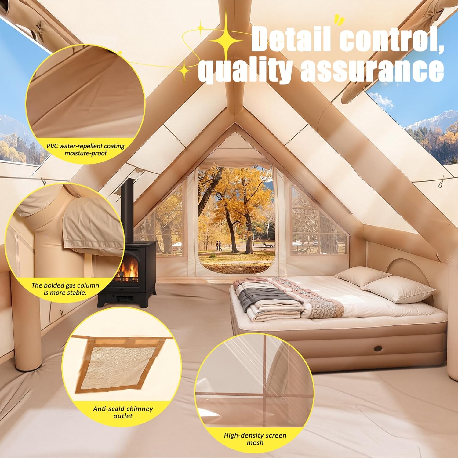 6-8 Person Inflatable Camping  - Outdoor Camping Tent Waterproof avis et prix