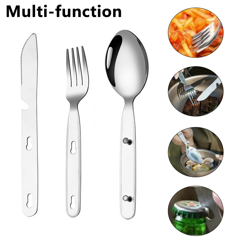 3pcs/set Folding Spoon Fork Kn - Outdoor Camping Dining Set avis et prix