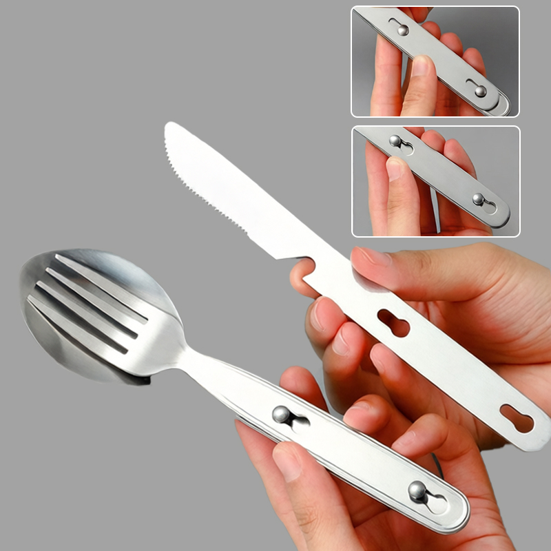 3pcs/set Folding Spoon Fork Kn - Outdoor Camping Dining Set avis et prix