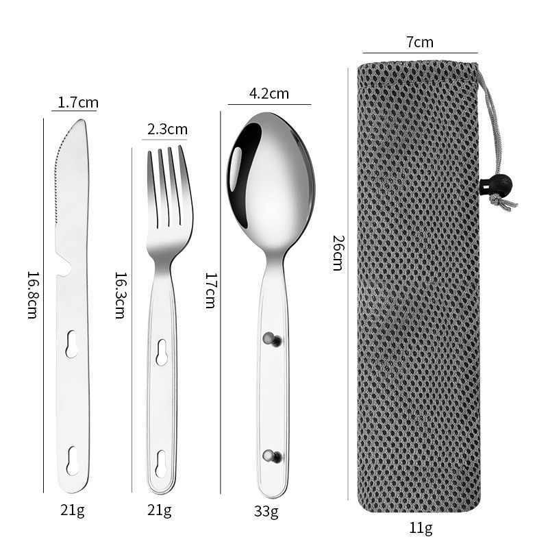 3pcs/set Folding Spoon Fork Kn - Outdoor Camping Dining Set avis et prix