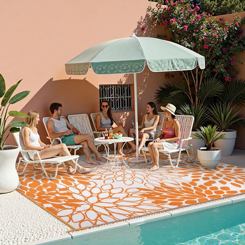 Waterproof Reversible Tropical - Outdoor Camping Rugs 8X10 avis et prix