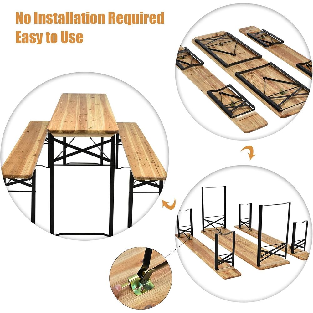Portable Wooden Picnic Table a - Outdoor Camping Dining Set avis et prix