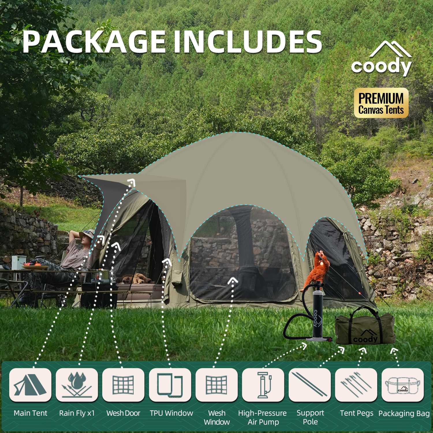 Dome Air Tent-Army Green Dome  - Outdoor Camping Venues avis et prix