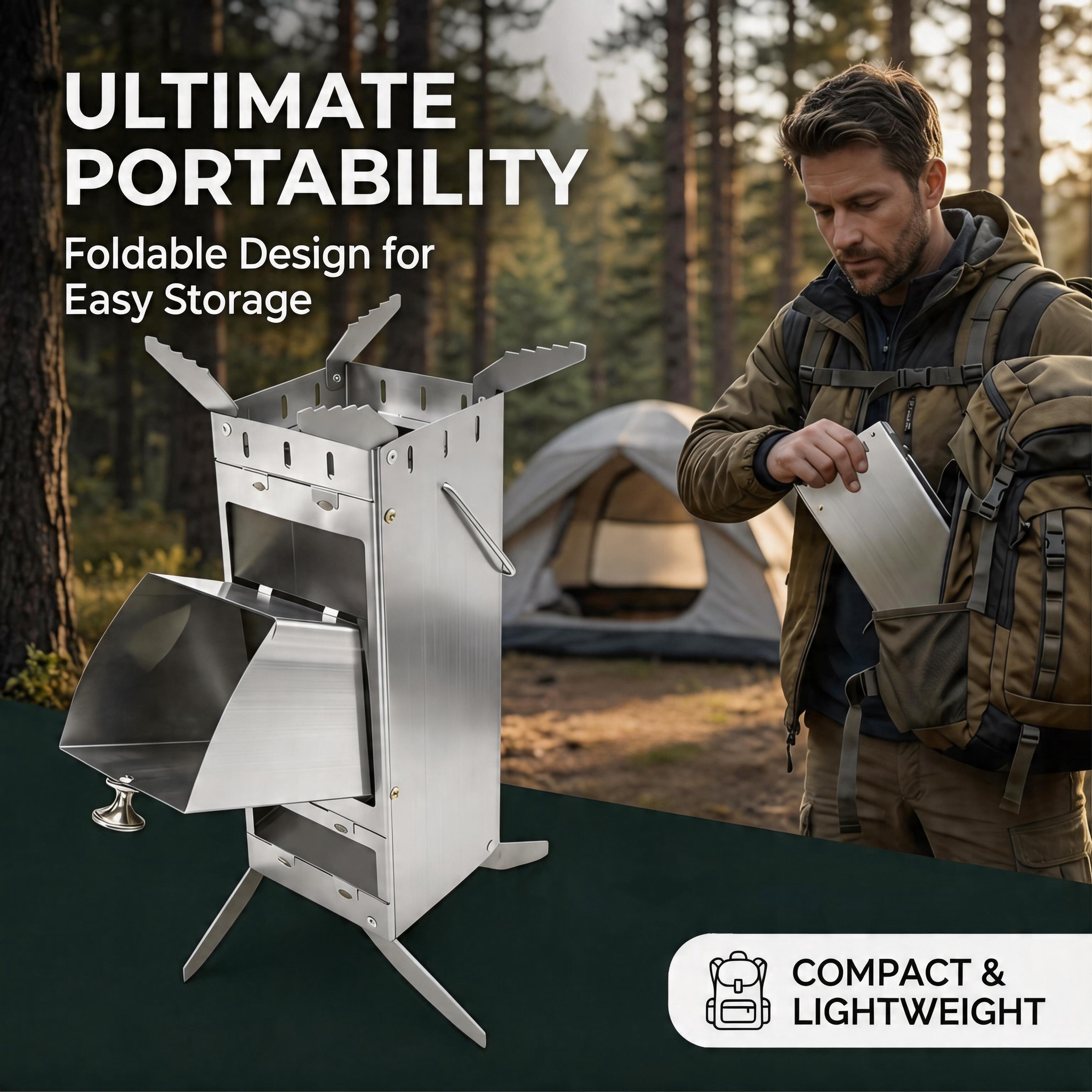 Portable Foldable Rocket Stove - Outdoor Camping Burner avis et prix