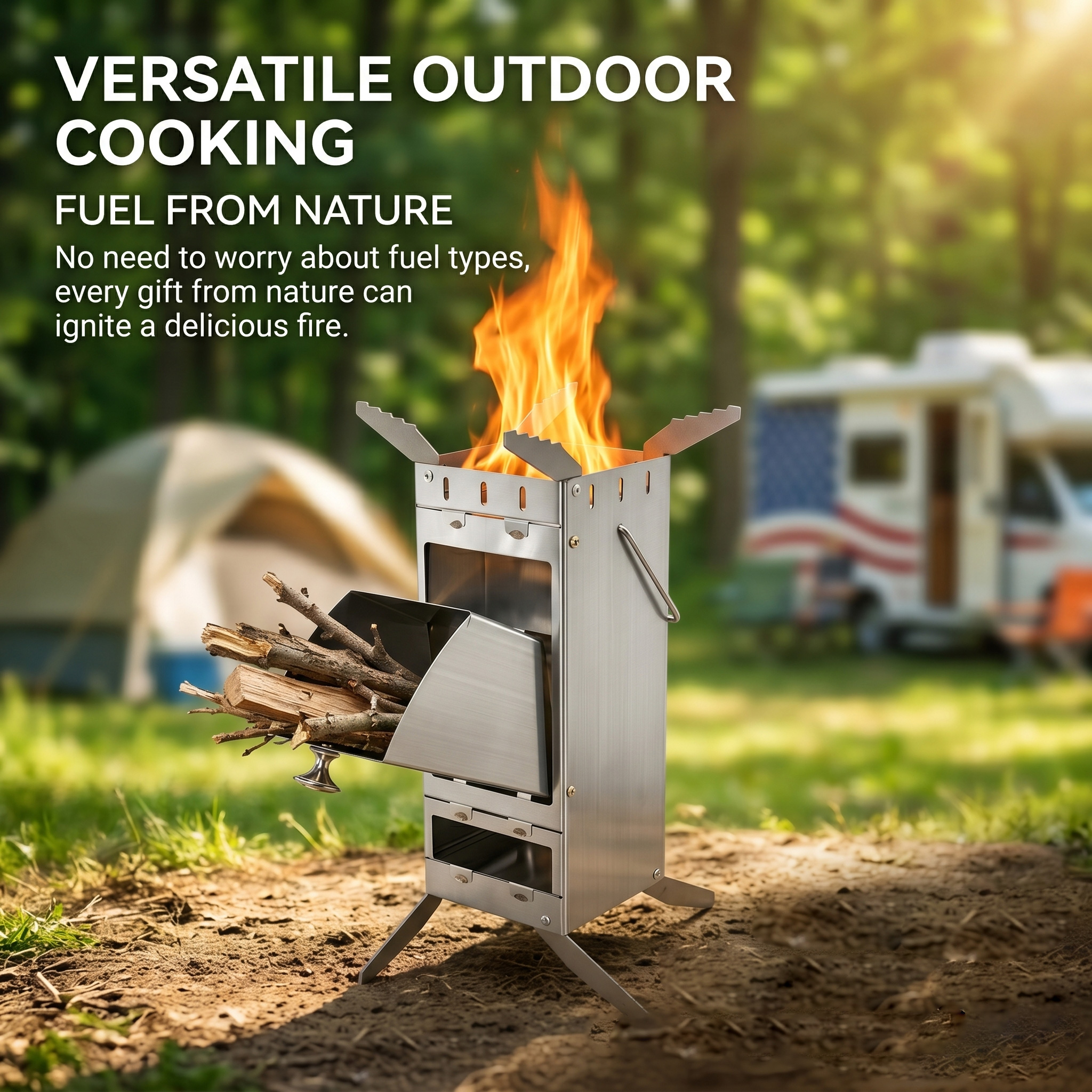 Portable Foldable Rocket Stove - Outdoor Camping Burner avis et prix
