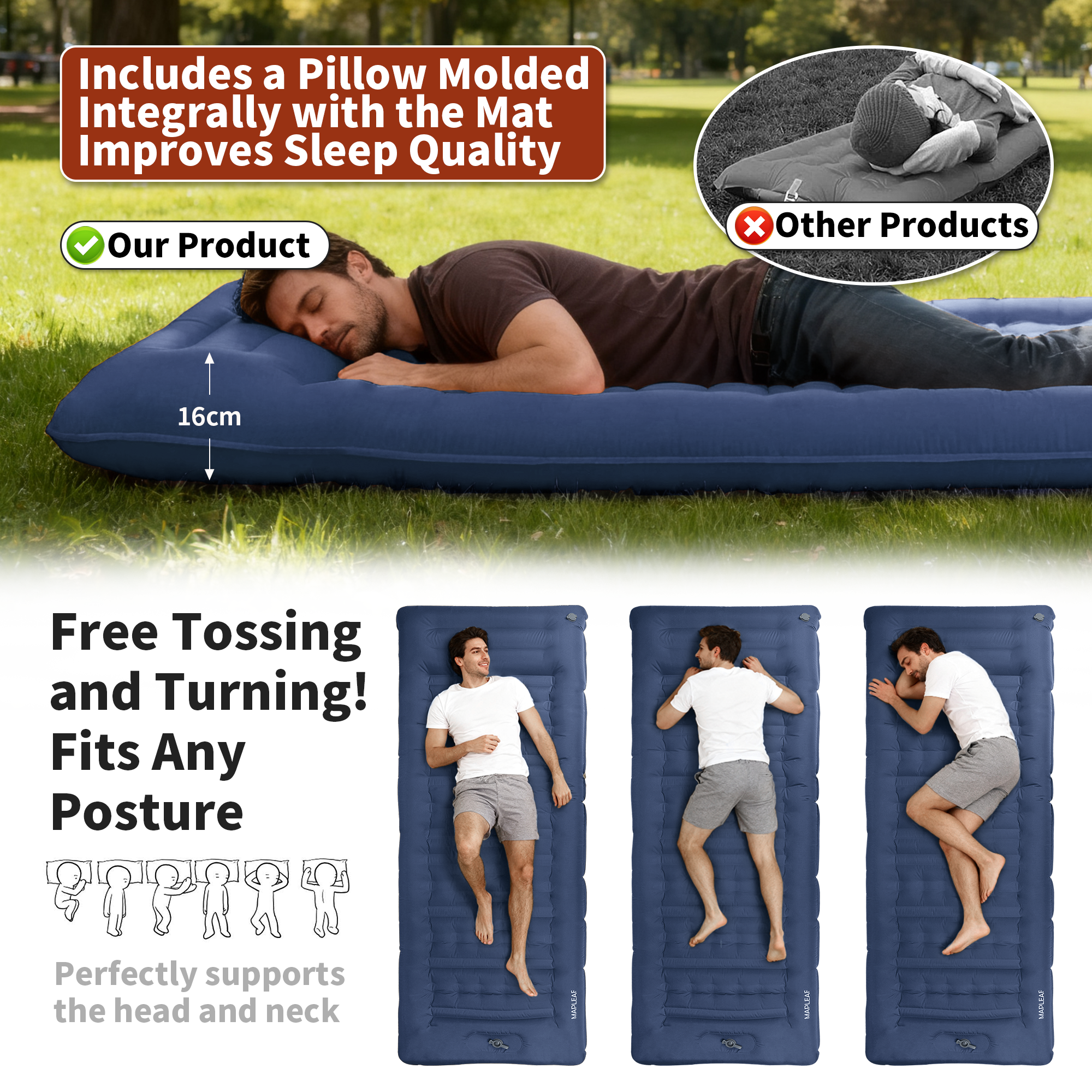 MAPLEAF 12cm Air Mattress Camp - Outdoor Camping Carpet avis et prix
