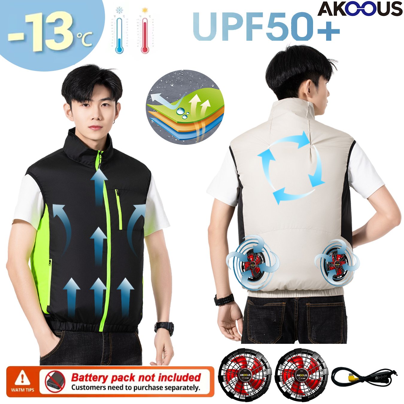 12V 5V USB Cooling Fan Vest Me - Outdoor Camping Jacket avis et prix