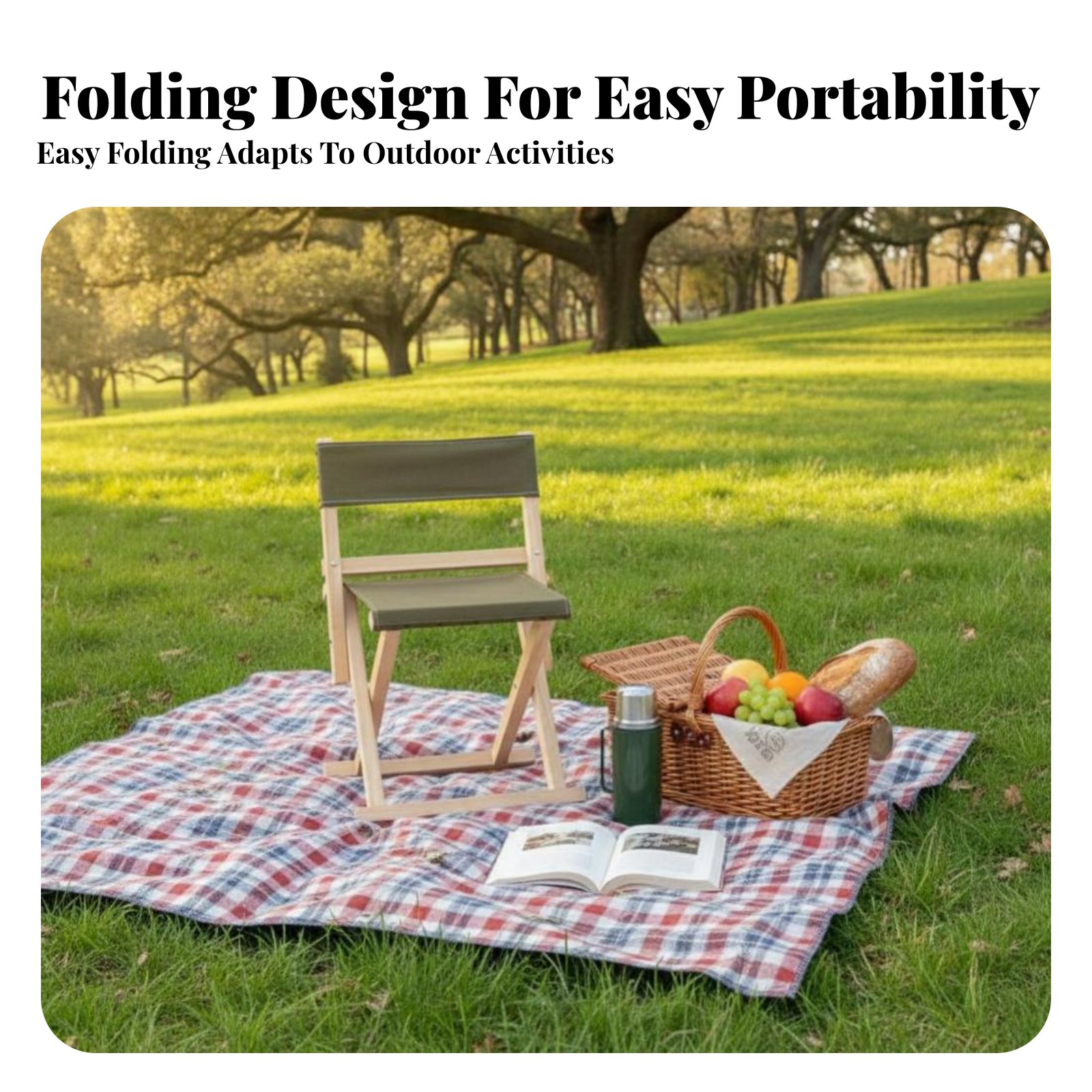 foldable Wooden Stool with spi - Outdoor Camping Meals avis et prix