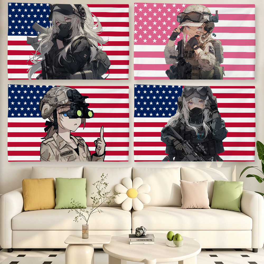 Anime Morale Girl USA flag For - Outdoor Camping Usa avis et prix