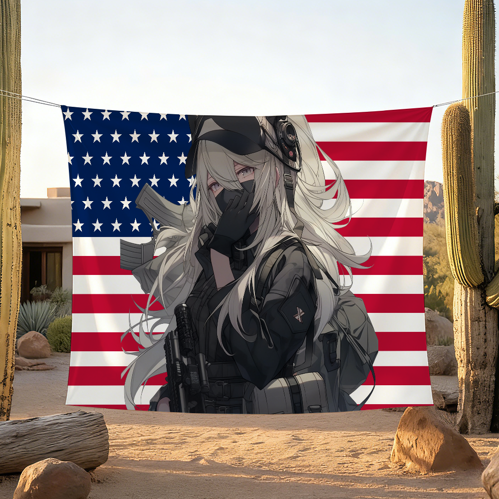 Anime Morale Girl USA flag For - Outdoor Camping Usa avis et prix