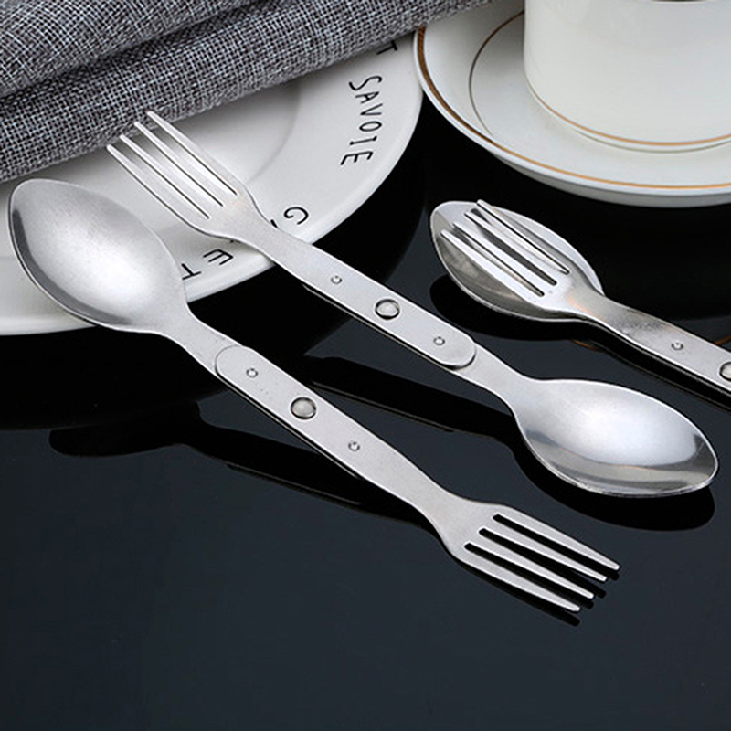 2-in-1 Fork Dessert Spoon Cutl - Outdoor Camping Dining Set avis et prix